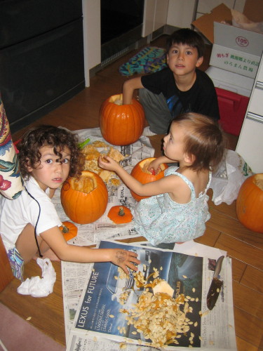 more pumpkin carving in Nagano, Japan (updated) - Zombie Pumpkins!